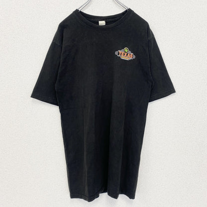 古着 used　PRINT Tex U.S.A.　半袖プリントTシャツ　クルーネック　テキサス　ROADHOUSE　黒　Mサイズ
