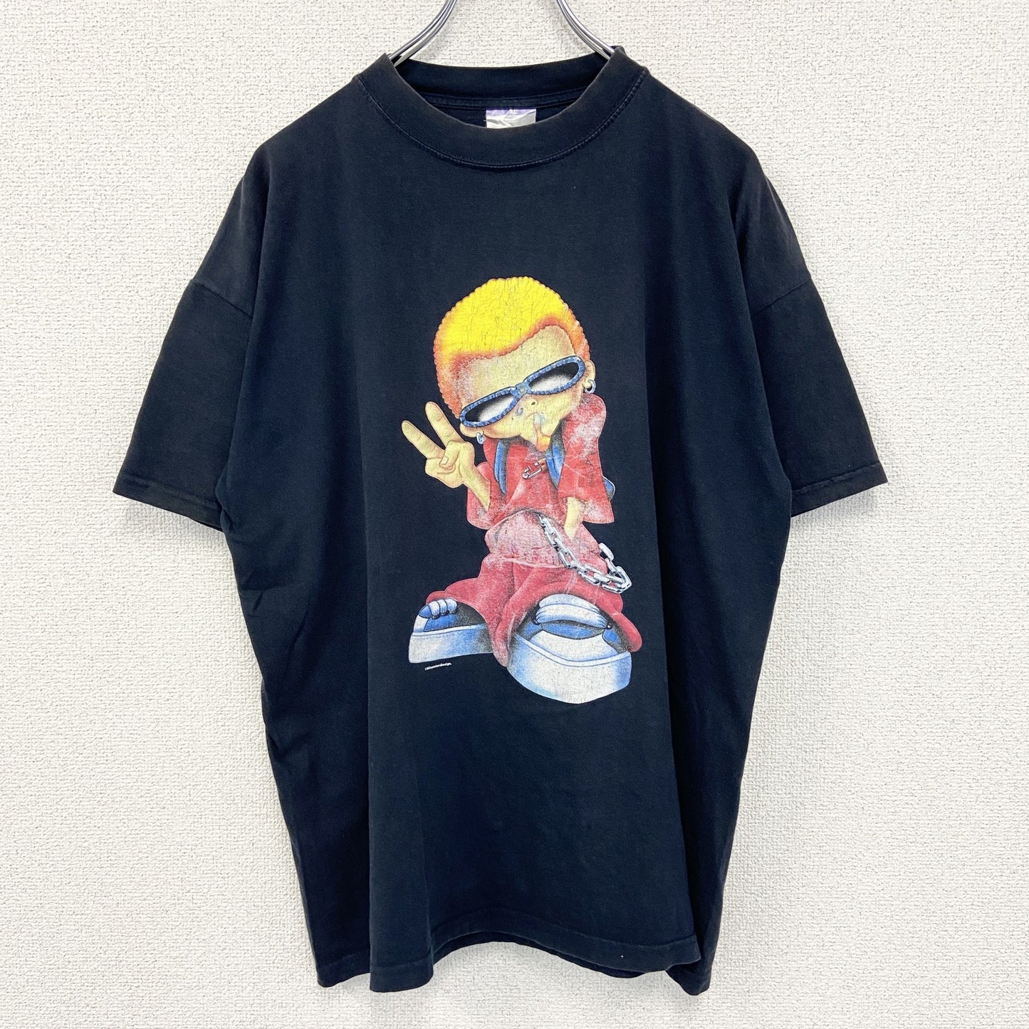 古着 used　B&C ビー&シー　半袖デザインプリントTシャツ　ヒップホップ　Y2K　00s　クルーネック　黒　XLサイズ