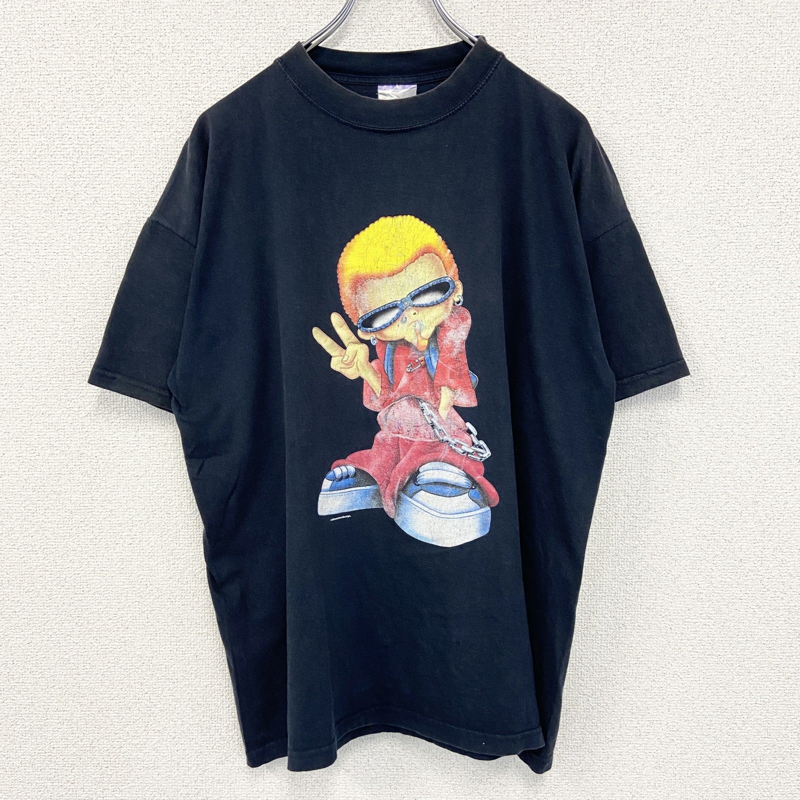 古着 used　B&C ビー&シー　半袖デザインプリントTシャツ　ヒップホップ　Y2K　00s　クルーネック　黒　XLサイズ