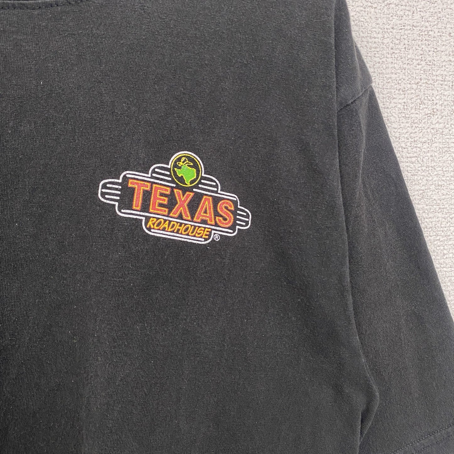 古着 used　PRINT Tex U.S.A.　半袖プリントTシャツ　クルーネック　テキサス　ROADHOUSE　黒　Mサイズ