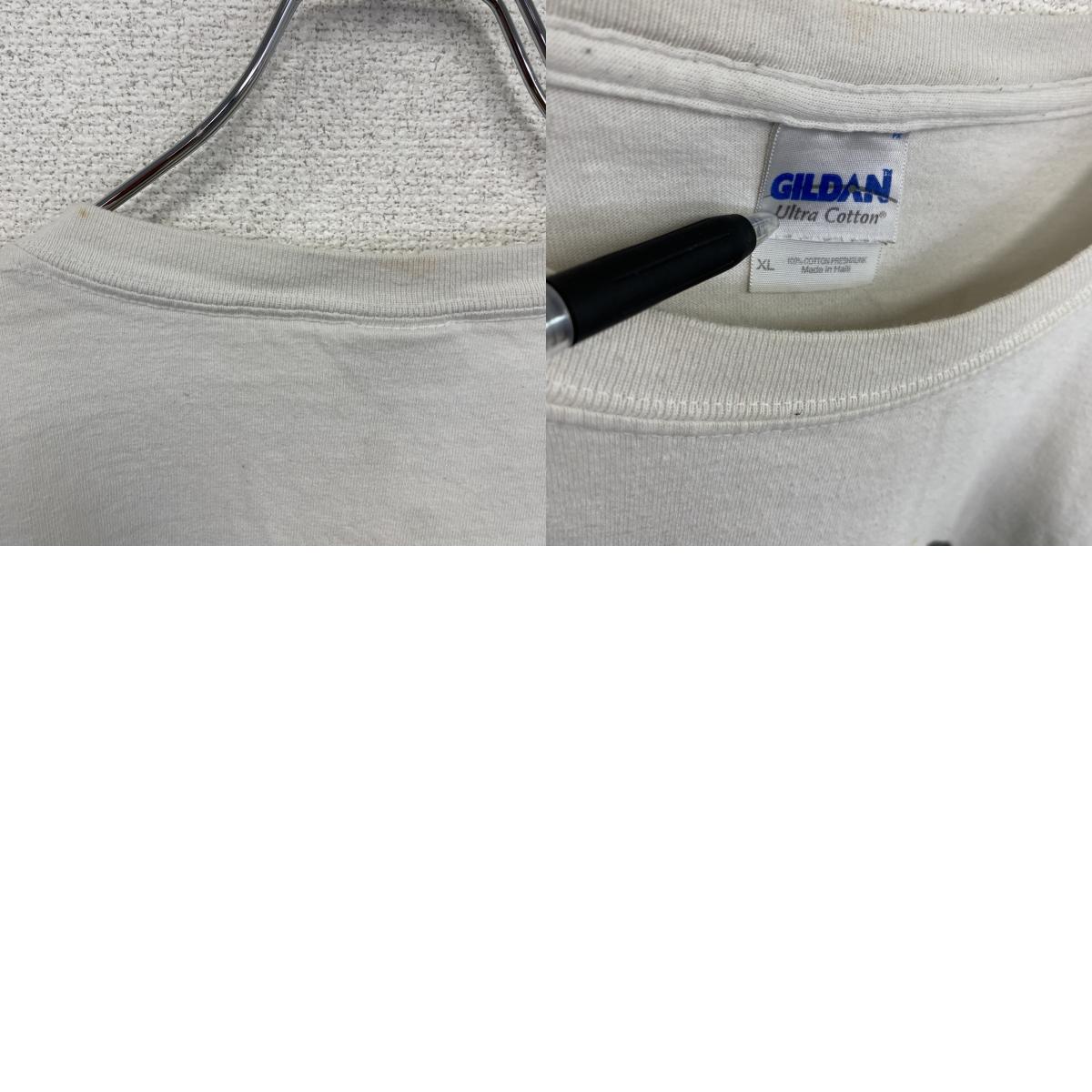 GILDAN　ギルダン　半袖プリントTシャツ　ワニ　サッカー　白　ホワイト　XLサイズ