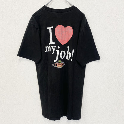 古着 used　PRINT Tex U.S.A.　半袖プリントTシャツ　クルーネック　テキサス　ROADHOUSE　黒　Mサイズ