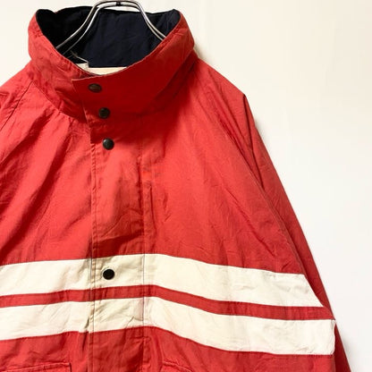 古着 used　The Men's Store　長袖ハイネックブルゾン　厚手ジャケット　フード収納　赤　レッド　秋冬服