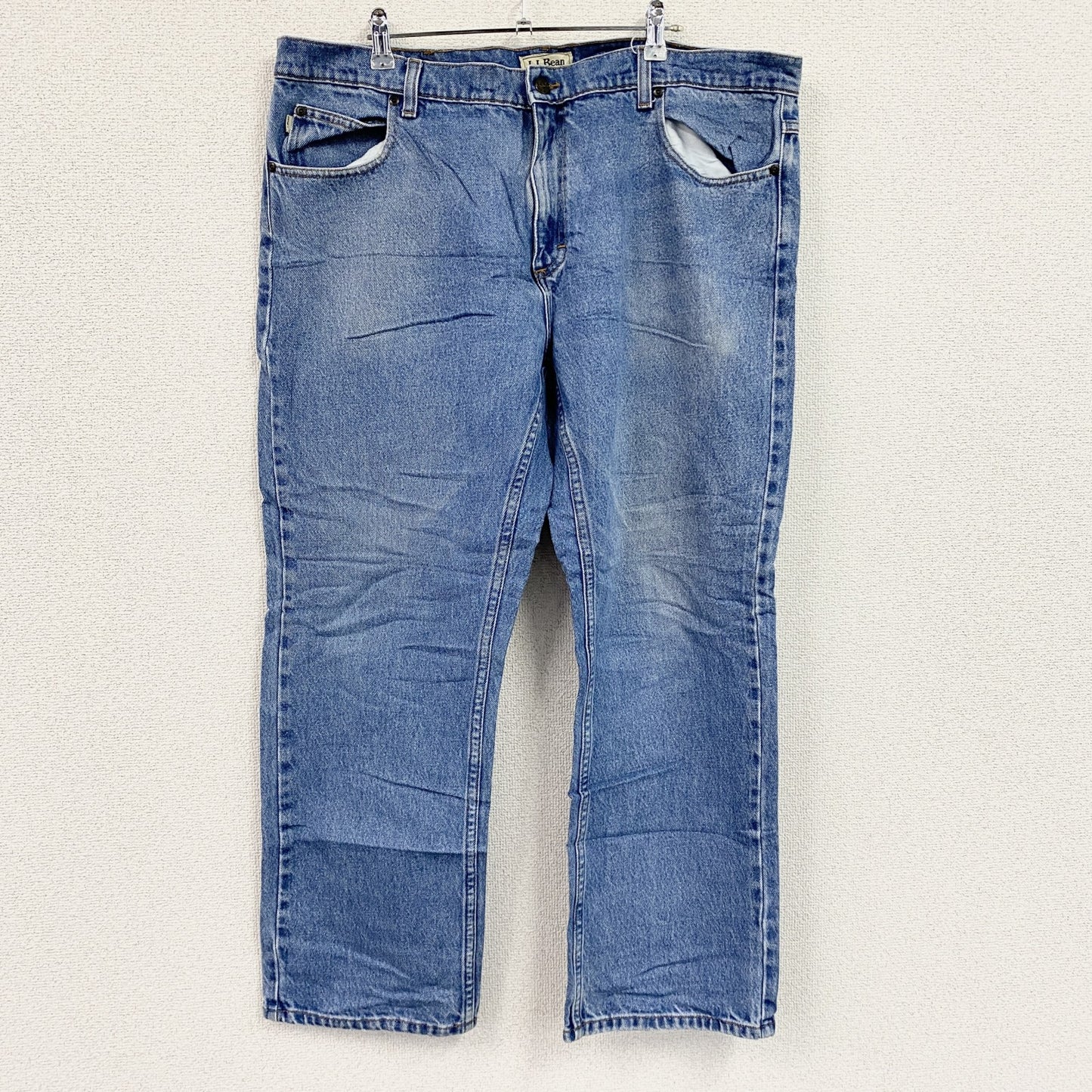 ～00s　L.L.Bean　エルエルビーン　デニムパンツ/ジーンズ　ジップフライ　革パッチ　フリースライナー　インディゴ