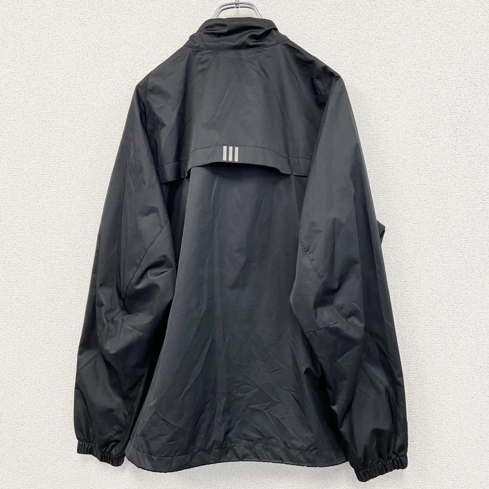 00s　adidas　アディダス　フルジップジャケット　ウィンドブレーカー　スリーストライプス　黒　ブラック　Lサイズ