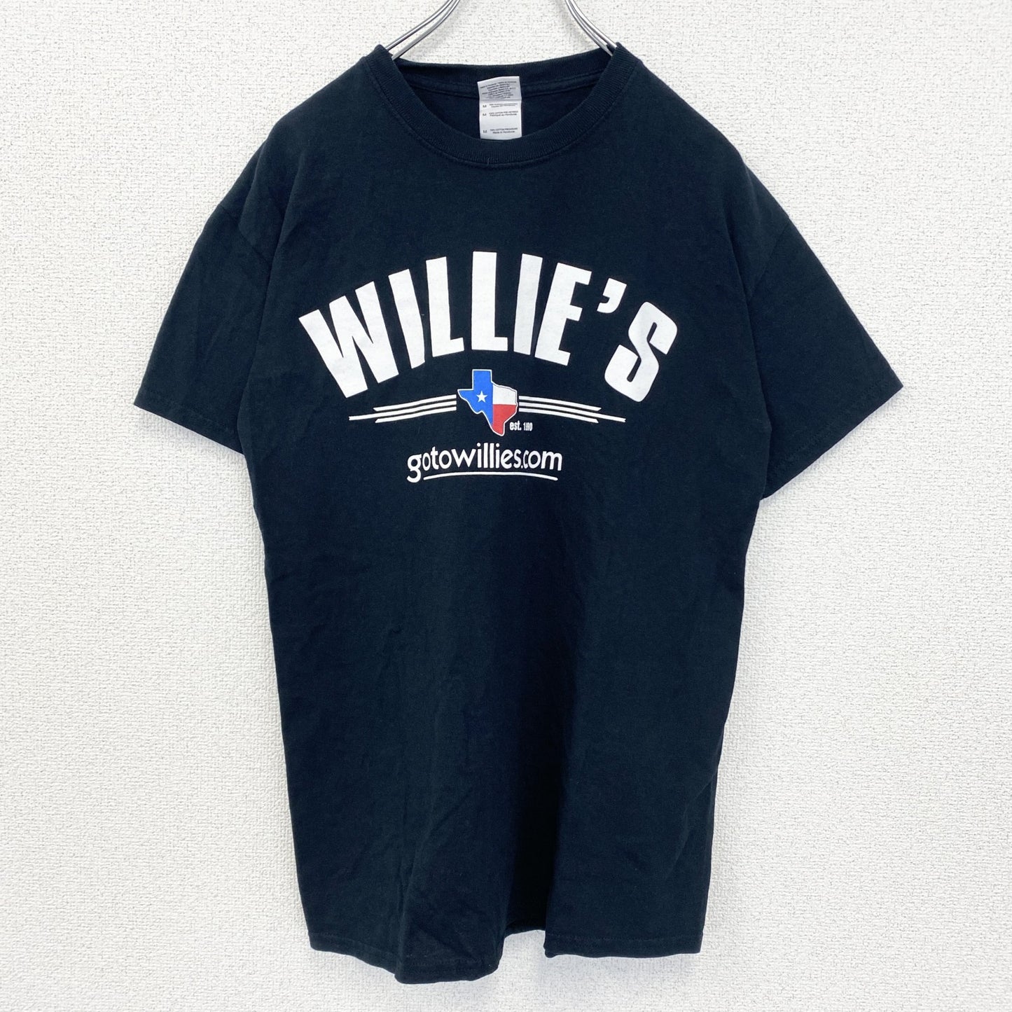 古着 used　00s　GILDAN ギルダン　半袖プリントTシャツ　クルーネック　WILLE‘S　Y2K　黒　ブラック　Mサイズ