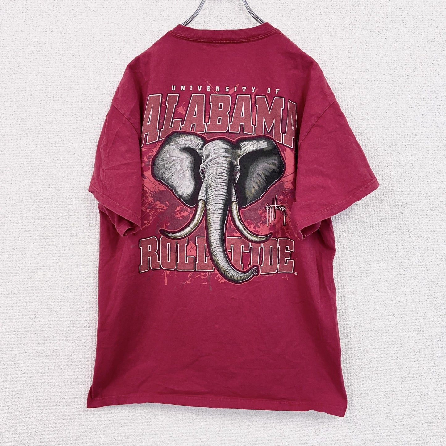 Guy Harvey　半袖プリントTシャツ　アニマルT　ALABAMA　アラバマ大学　象　赤　レッド　Lサイズ