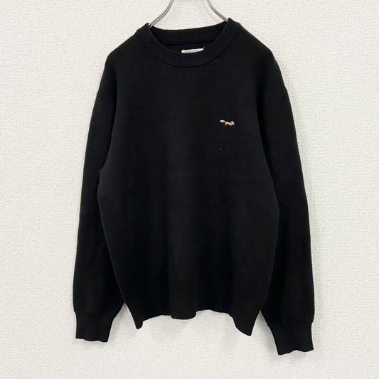 Penney's　ぺニーズ　The Fox Collection　ザフォックス 　レーヨンニットセーター　刺繍ロゴ　黒　ブラック　Mサイズ