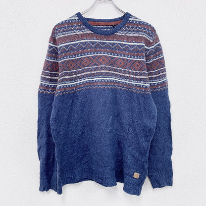 BLEND　ブレンド　アクリルニットセーター　ノルディック柄　マルチカラー　青　ブルー　XLサイズ