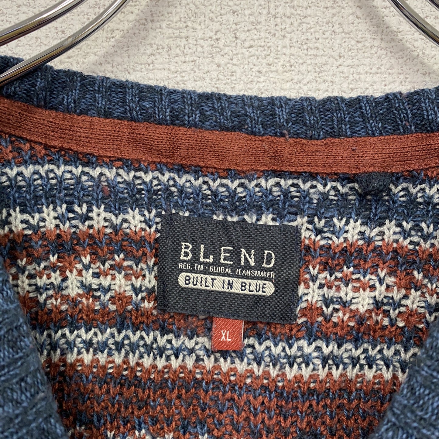 BLEND　ブレンド　アクリルニットセーター　ノルディック柄　マルチカラー　青　ブルー　XLサイズ