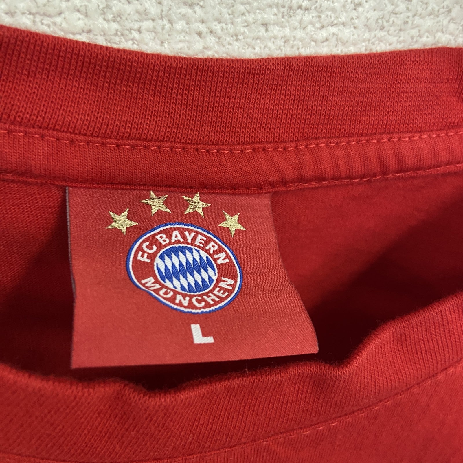 FCBAYERN MUNCHEN　FCバイエルンミュンヘン　半袖プリントTシャツ　赤　レッド　Lサイズ