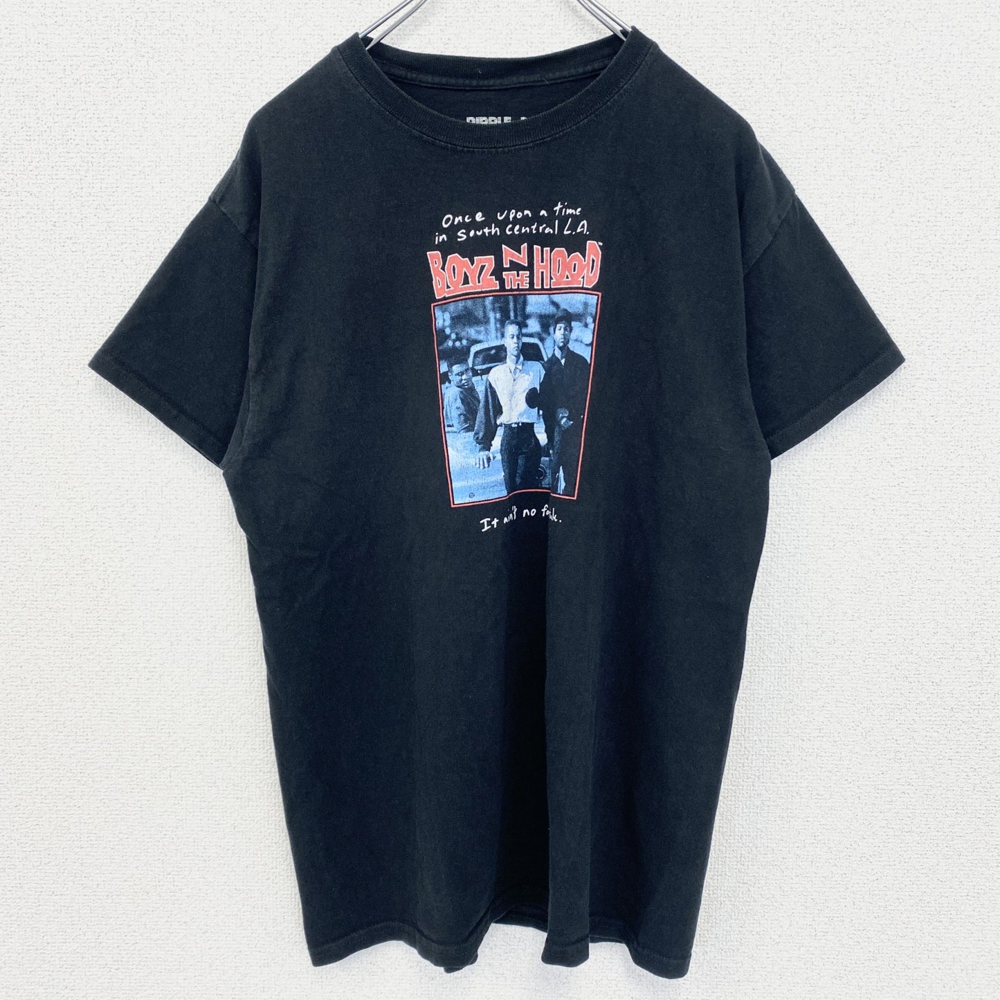 古着 used　BOYZ N THE HOOD　半袖プリントTシャツ　アメリカ映画　クルーネック　レトロデザイン　黒　Mサイズ