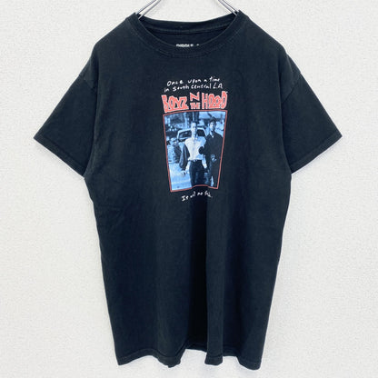 古着 used　BOYZ N THE HOOD　半袖プリントTシャツ　アメリカ映画　クルーネック　レトロデザイン　黒　Mサイズ