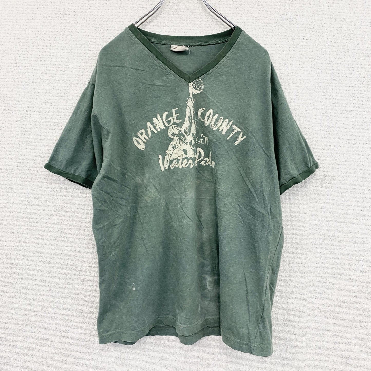半袖プリントTシャツ　ORANGE COUNTY　緑　グリーン　2XLサイズ