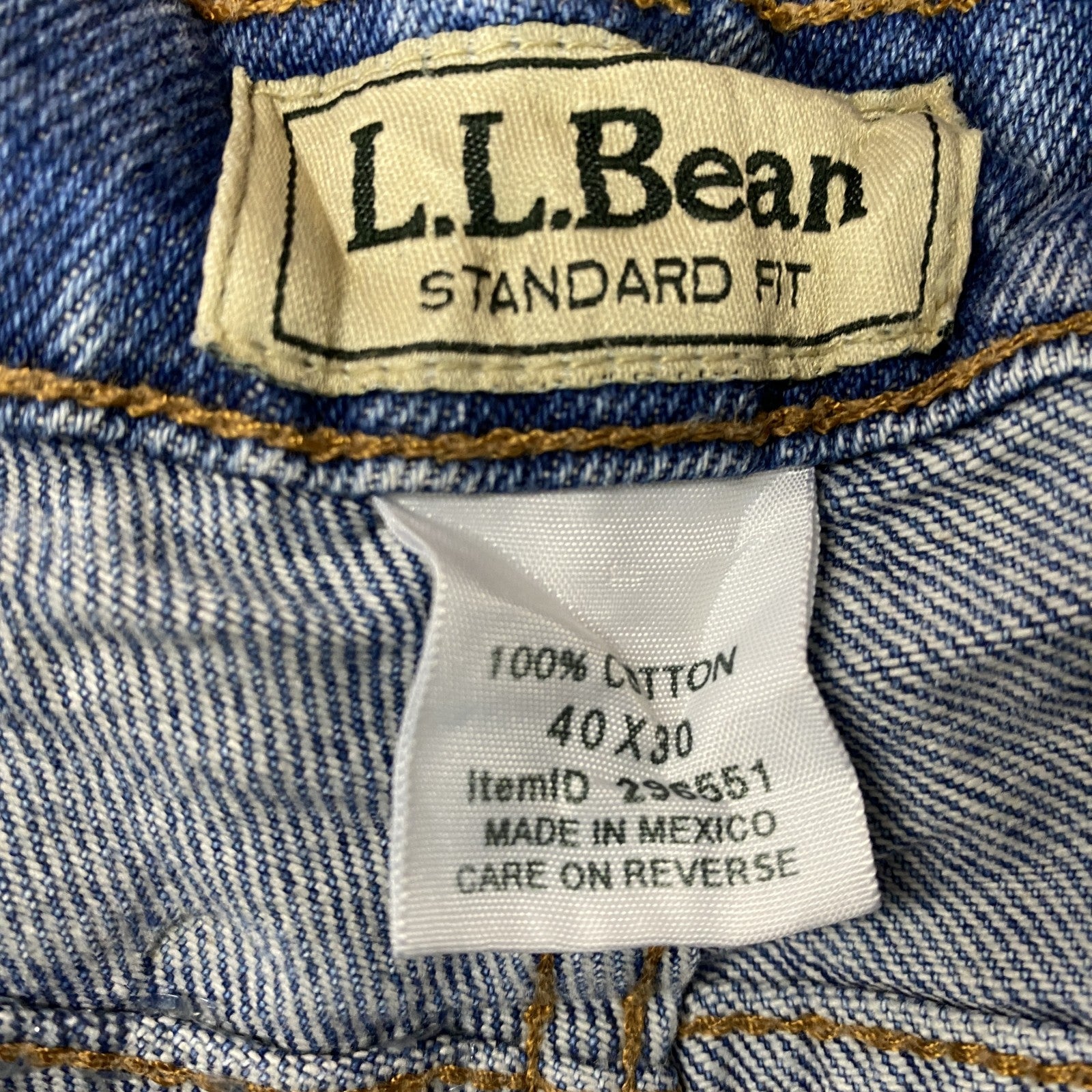 L.L.Bean　エルエルビーン　デニムパンツ/ジーンズ　ジップフライ　縦落ち　革パッチ　インディゴ　W40サイズ