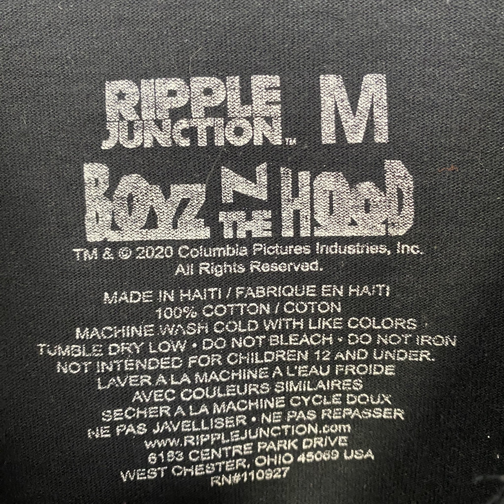 古着 used　BOYZ N THE HOOD　半袖プリントTシャツ　アメリカ映画　クルーネック　レトロデザイン　黒　Mサイズ
