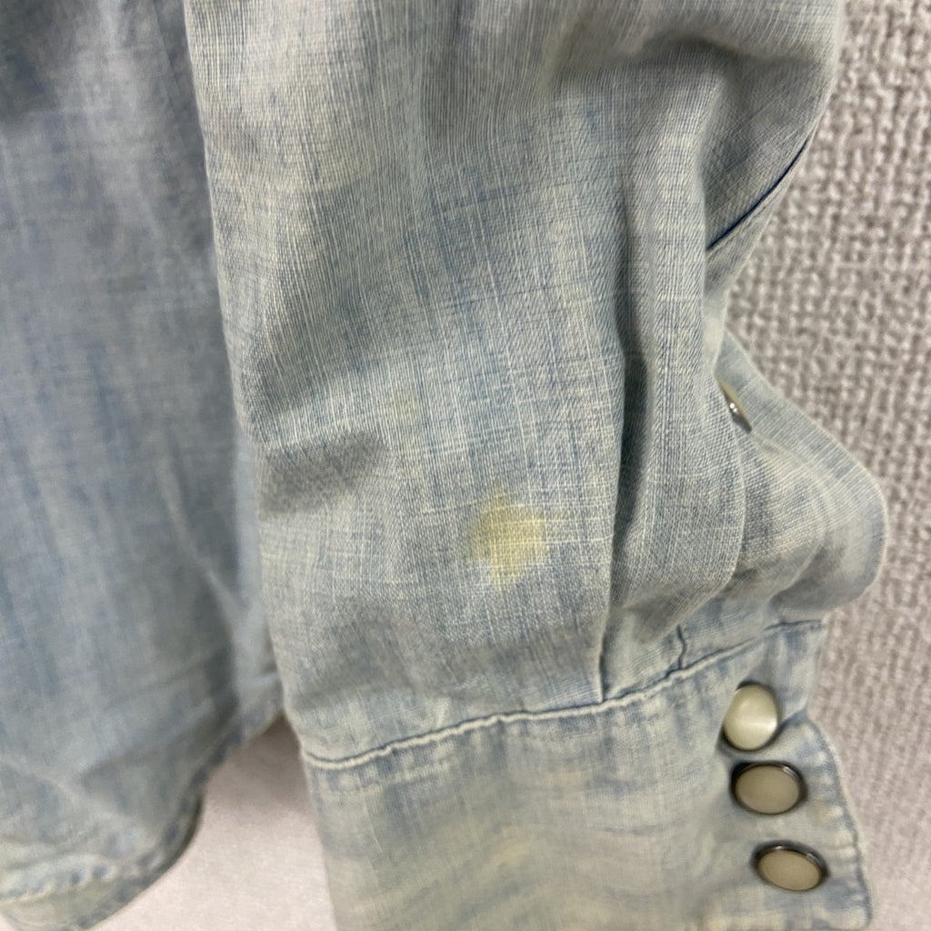 90s　Polo Ralph Lauren　ポロラルフローレン　長袖シャンブレーシャツ　デニムシャツ　ヴィンテージ　インディゴ　Mサイズ