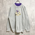 古着 used　90s～　PEANUTS　ピーナッツ　刺繍スウェット　トレーナー　スヌーピー　キャラクター　グレー　Mサイズ