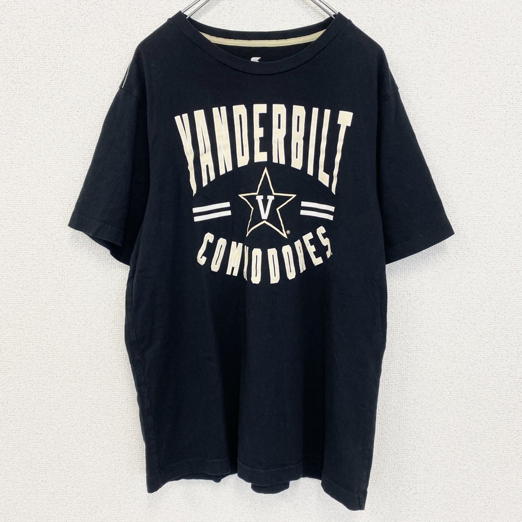 古着 used　COLOSSEUM　半袖カレッジプリントTシャツ　ヴァンダービルド大学　クルーネック　カジュアル　黒　Lサイズ