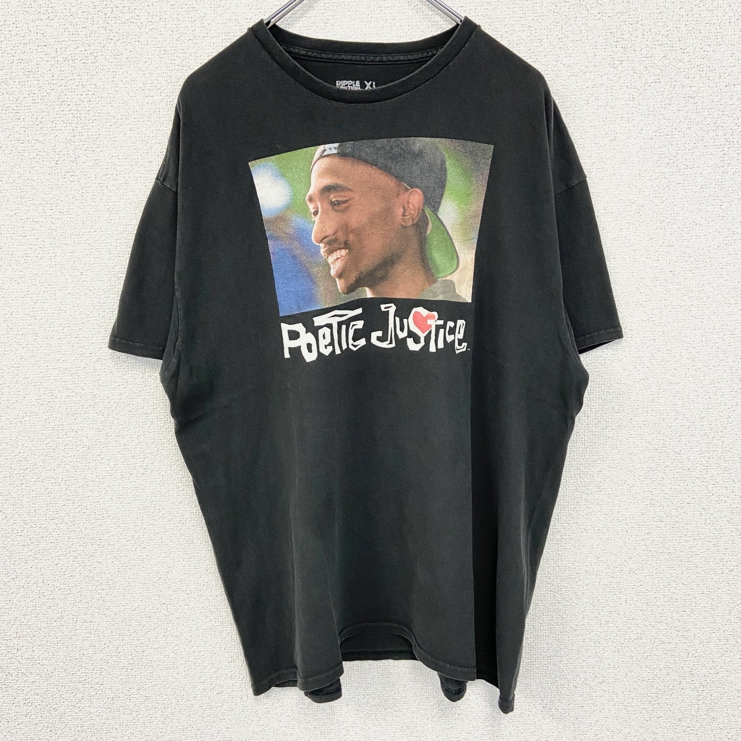 POETIC JUSTICE　2PAC　半袖プリントTシャツ　カジュアル　クルーネック　レトロデザイン　黒　XLサイズ