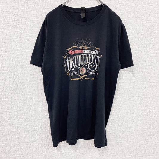 OKTOBERFESTt　半袖プリントTシャツ　黒　ブラック