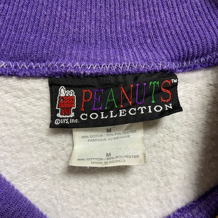 古着 used　90s～　PEANUTS　ピーナッツ　刺繍スウェット　トレーナー　スヌーピー　キャラクター　グレー　Mサイズ