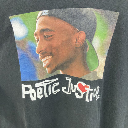POETIC JUSTICE　2PAC　半袖プリントTシャツ　カジュアル　クルーネック　レトロデザイン　黒　XLサイズ