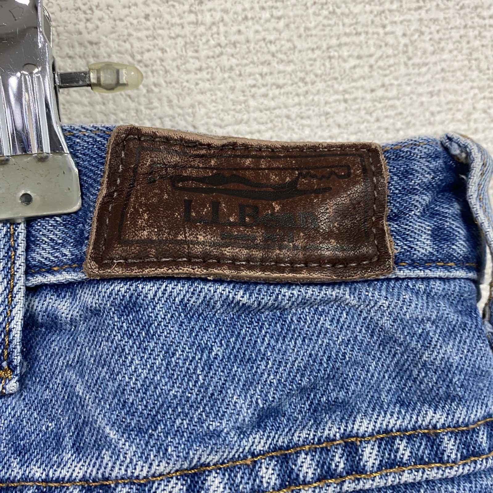 L.L.Bean　エルエルビーン　デニムパンツ/ジーンズ　ジップフライ　革パッチ　縦落ち　インディゴ　W38サイズ