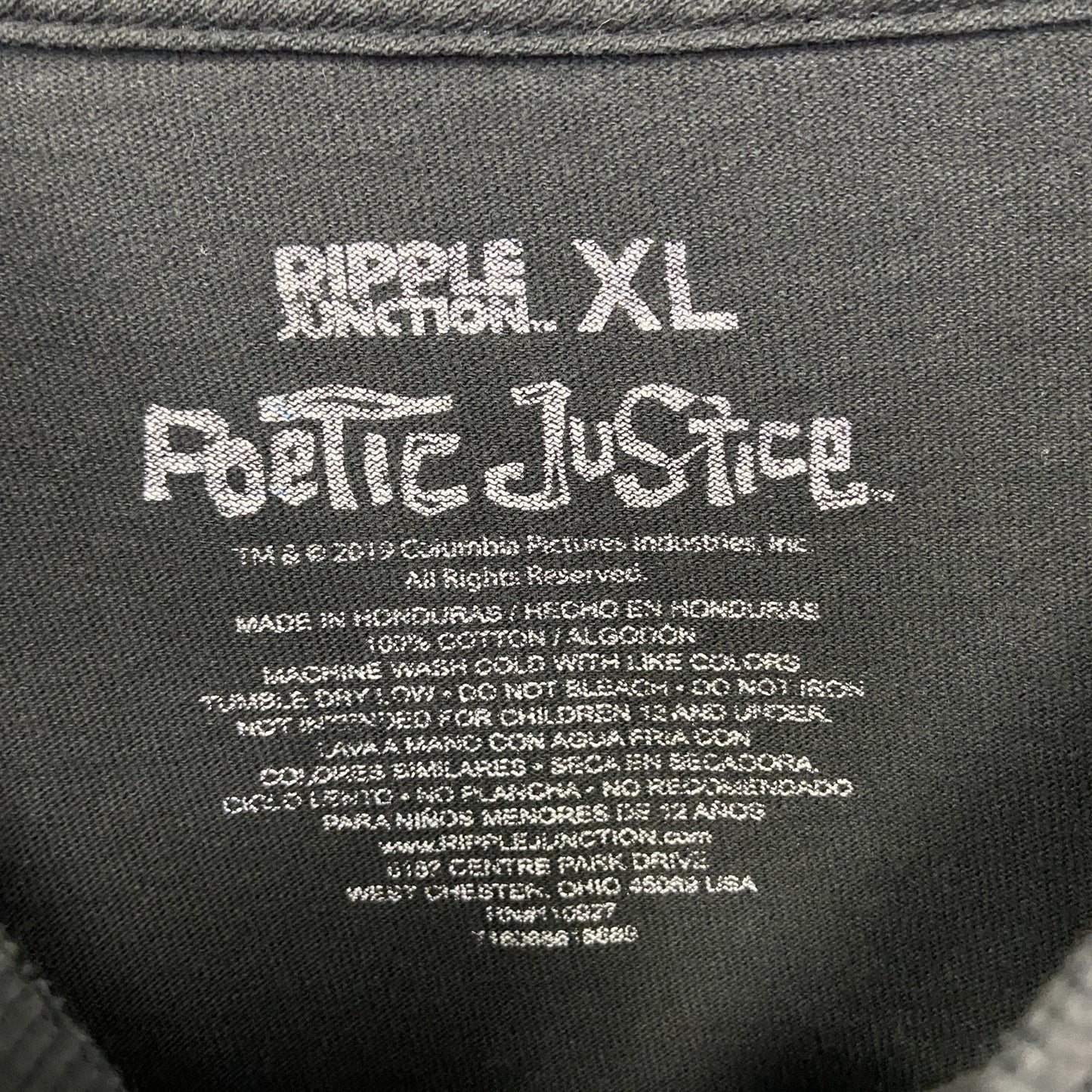POETIC JUSTICE　2PAC　半袖プリントTシャツ　カジュアル　クルーネック　レトロデザイン　黒　XLサイズ