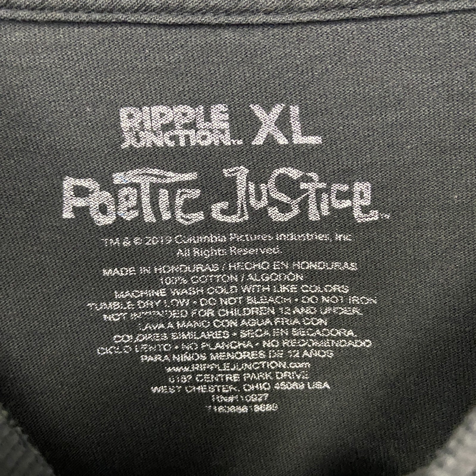 POETIC JUSTICE　2PAC　半袖プリントTシャツ　カジュアル　クルーネック　レトロデザイン　黒　XLサイズ