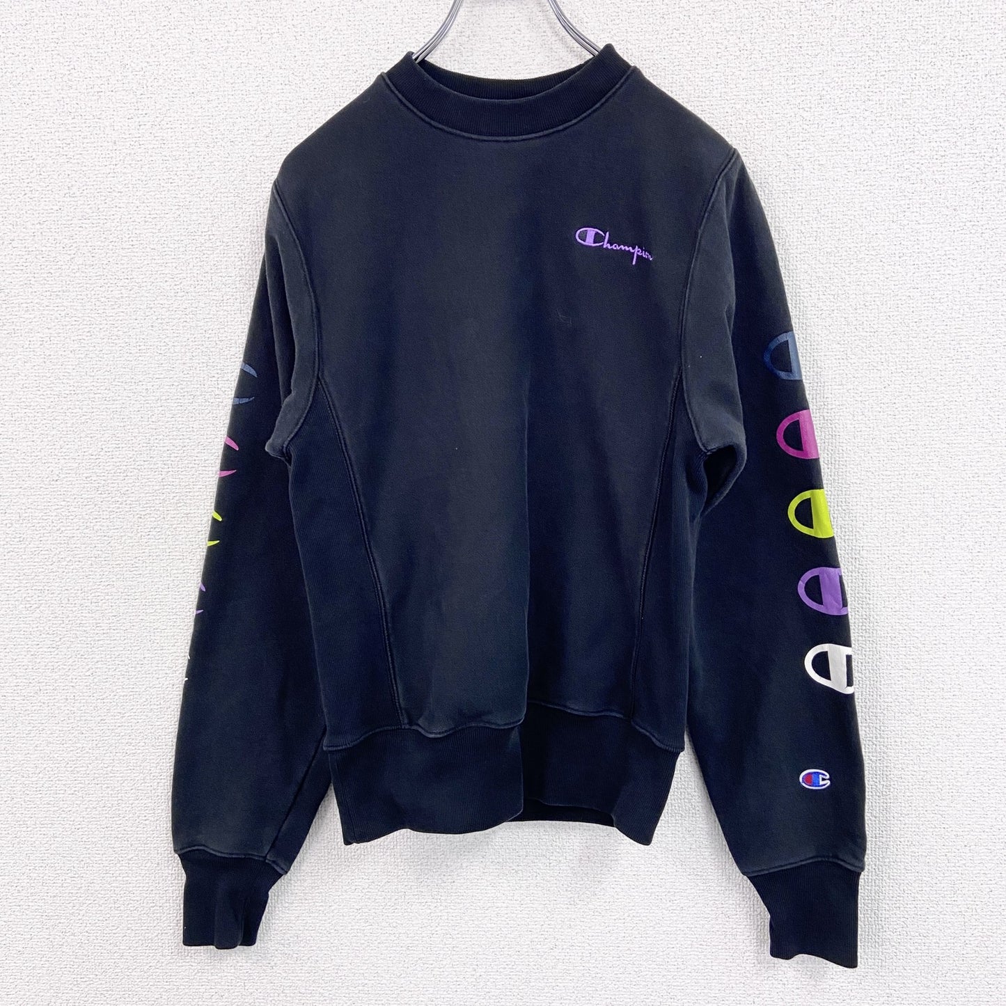 Champion　チャンピオン　リバースウィーブ　スウェット/トレーナー　ヘビーウエイト　刺繍ロゴ　黒　ブラック