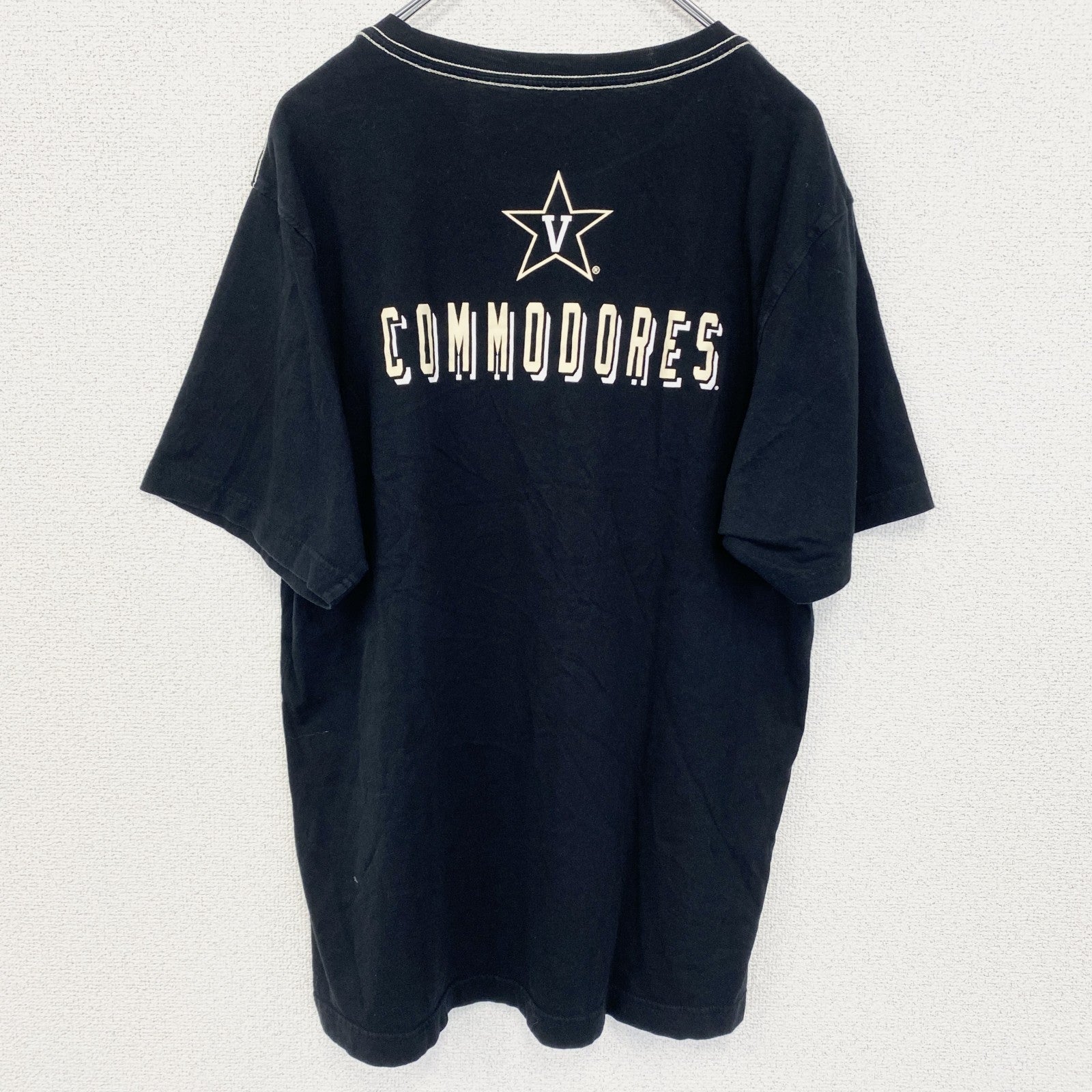 古着 used　COLOSSEUM　半袖カレッジプリントTシャツ　ヴァンダービルド大学　クルーネック　カジュアル　黒　Lサイズ