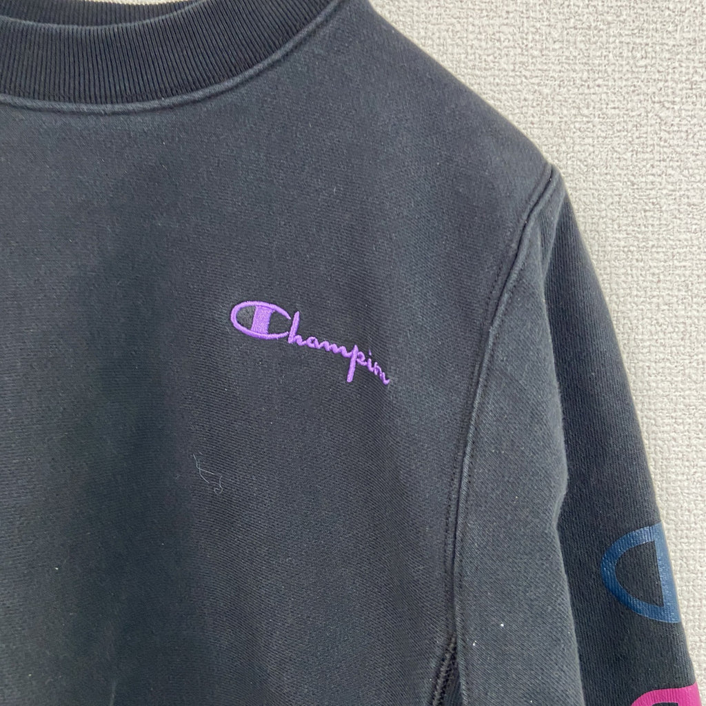 Champion　チャンピオン　リバースウィーブ　スウェット/トレーナー　ヘビーウエイト　刺繍ロゴ　黒　ブラック