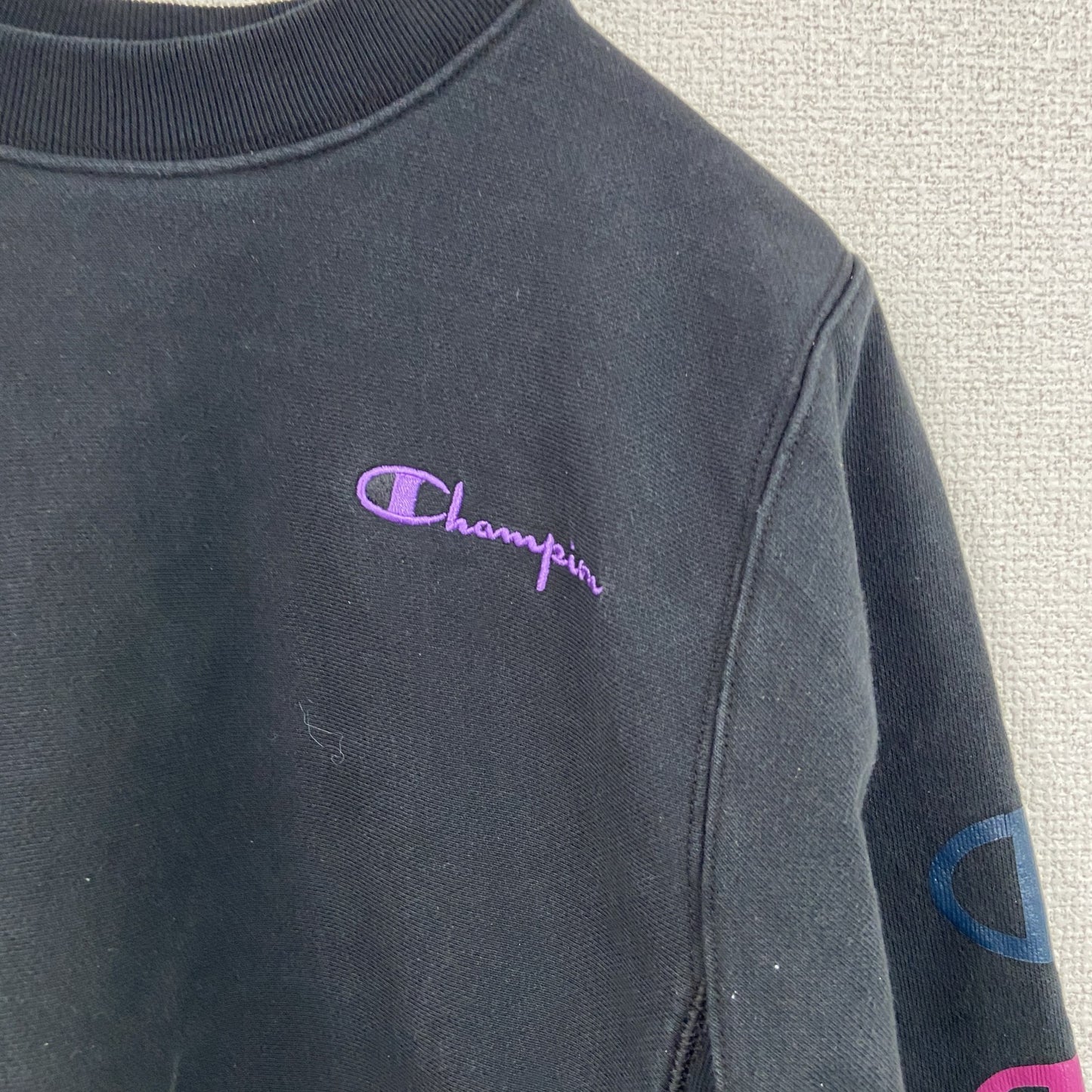 Champion　チャンピオン　リバースウィーブ　スウェット/トレーナー　ヘビーウエイト　刺繍ロゴ　黒　ブラック