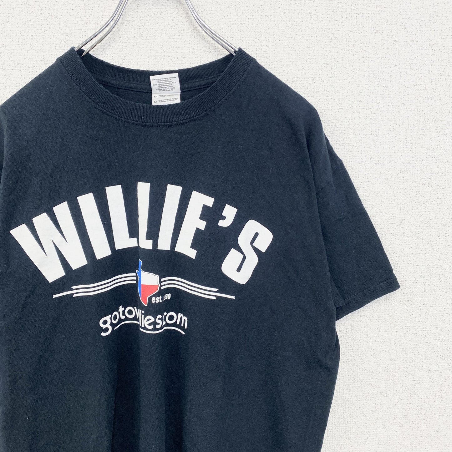 古着 used　00s　GILDAN ギルダン　半袖プリントTシャツ　クルーネック　WILLE‘S　Y2K　黒　ブラック　Mサイズ