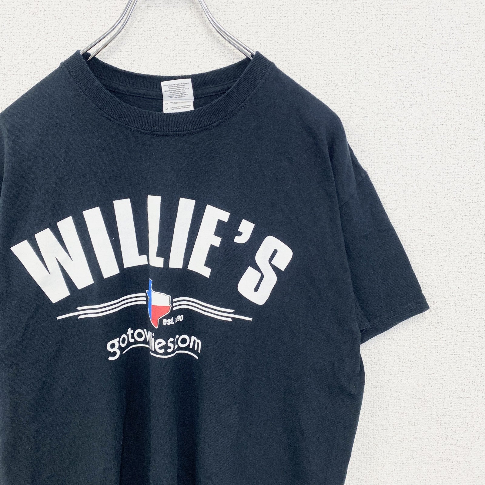 古着 used　00s　GILDAN ギルダン　半袖プリントTシャツ　クルーネック　WILLE‘S　Y2K　黒　ブラック　Mサイズ