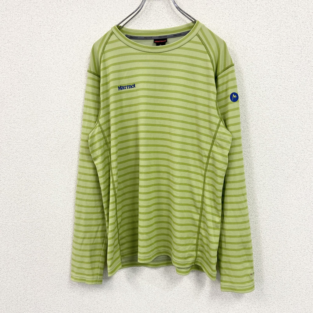 Marmot　マーモット　長袖Tシャツ/ロンT　ボーダー柄　緑　グリーン　XLサイズ