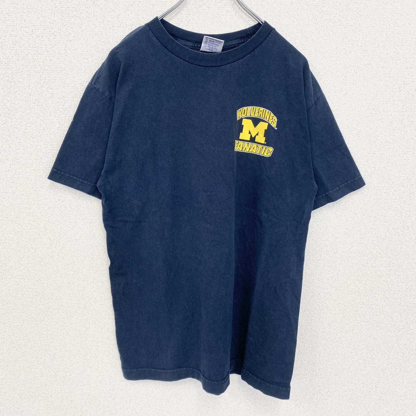 古着 used　TRI-LAKE　半袖カレッジプリントTシャツ　ミシガン州立大学　クルーネック　カジュアル　ネイビー　Mサイズ