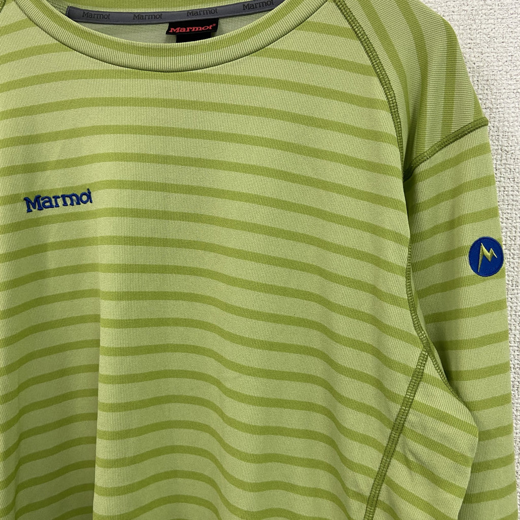 Marmot　マーモット　長袖Tシャツ/ロンT　ボーダー柄　緑　グリーン　XLサイズ