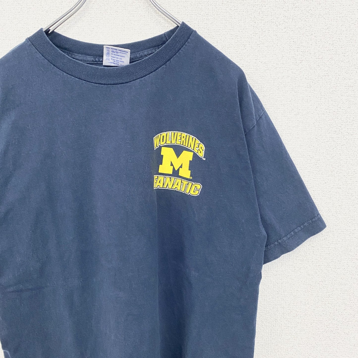古着 used　TRI-LAKE　半袖カレッジプリントTシャツ　ミシガン州立大学　クルーネック　カジュアル　ネイビー　Mサイズ