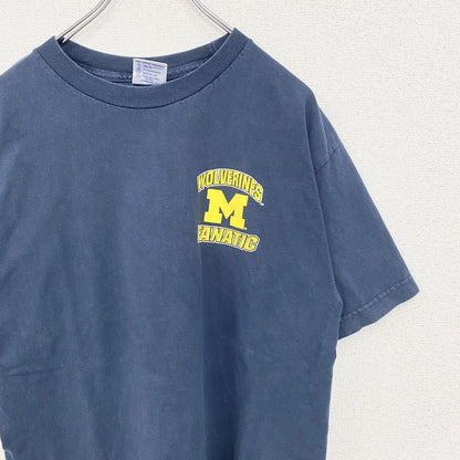 古着 used　TRI-LAKE　半袖カレッジプリントTシャツ　ミシガン州立大学　クルーネック　カジュアル　ネイビー　Mサイズ