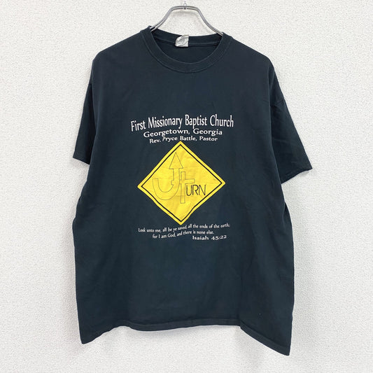GILDAN　ギルダン　半袖プリントTシャツ　メッセージT　英字プリント　両面プリント　黒　ブラック　XLサイズ