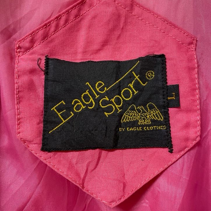 古着 used　Eagle sport　イーグルスポーツ　長袖ジップアップブルゾン　ストラップカラージャケット　ピンク　Lサイズ