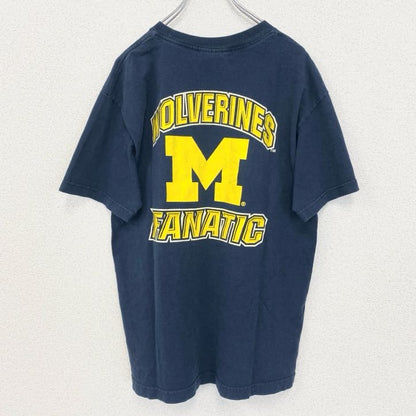 古着 used　TRI-LAKE　半袖カレッジプリントTシャツ　ミシガン州立大学　クルーネック　カジュアル　ネイビー　Mサイズ