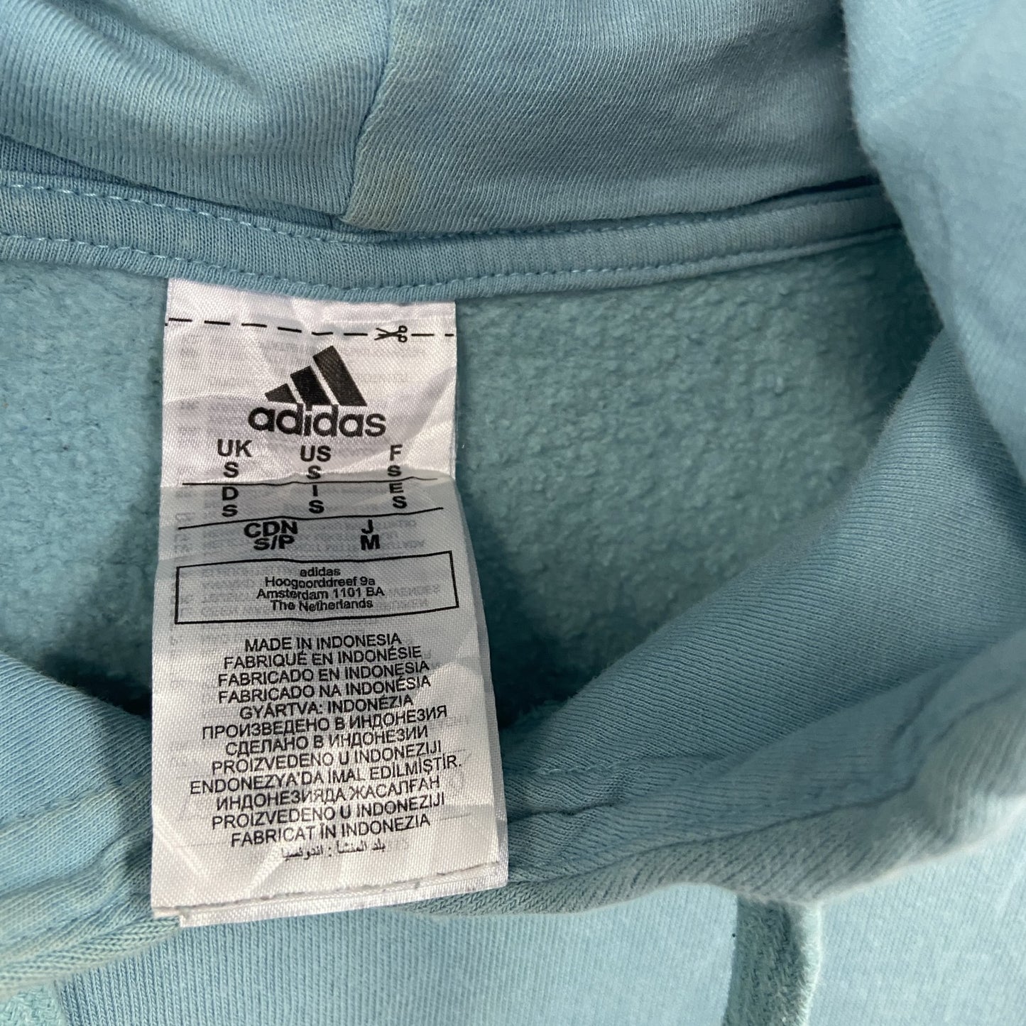 adidas　アディダス　スウェットパーカー/フーディー　パフォーマンスロゴ　水色　ブルー　Sサイズ