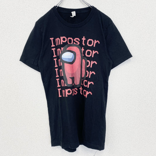 古着 used　CANVAS　半袖キャラクタープリントTシャツ　Impostor　アモアス　クルーネック　ゲーム　黒　Sサイズ