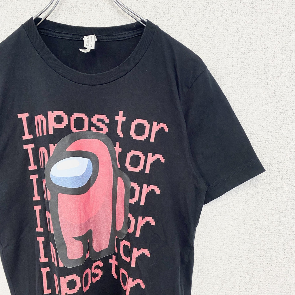 古着 used　CANVAS　半袖キャラクタープリントTシャツ　Impostor　アモアス　クルーネック　ゲーム　黒　Sサイズ