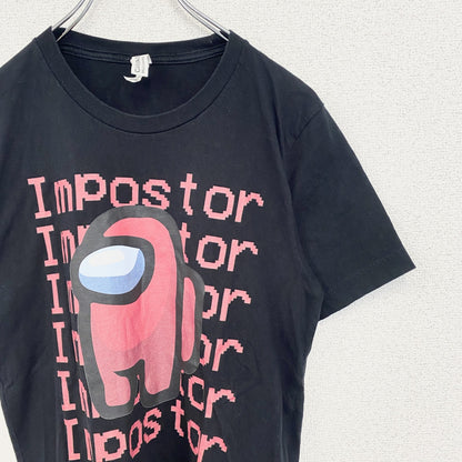 古着 used　CANVAS　半袖キャラクタープリントTシャツ　Impostor　アモアス　クルーネック　ゲーム　黒　Sサイズ