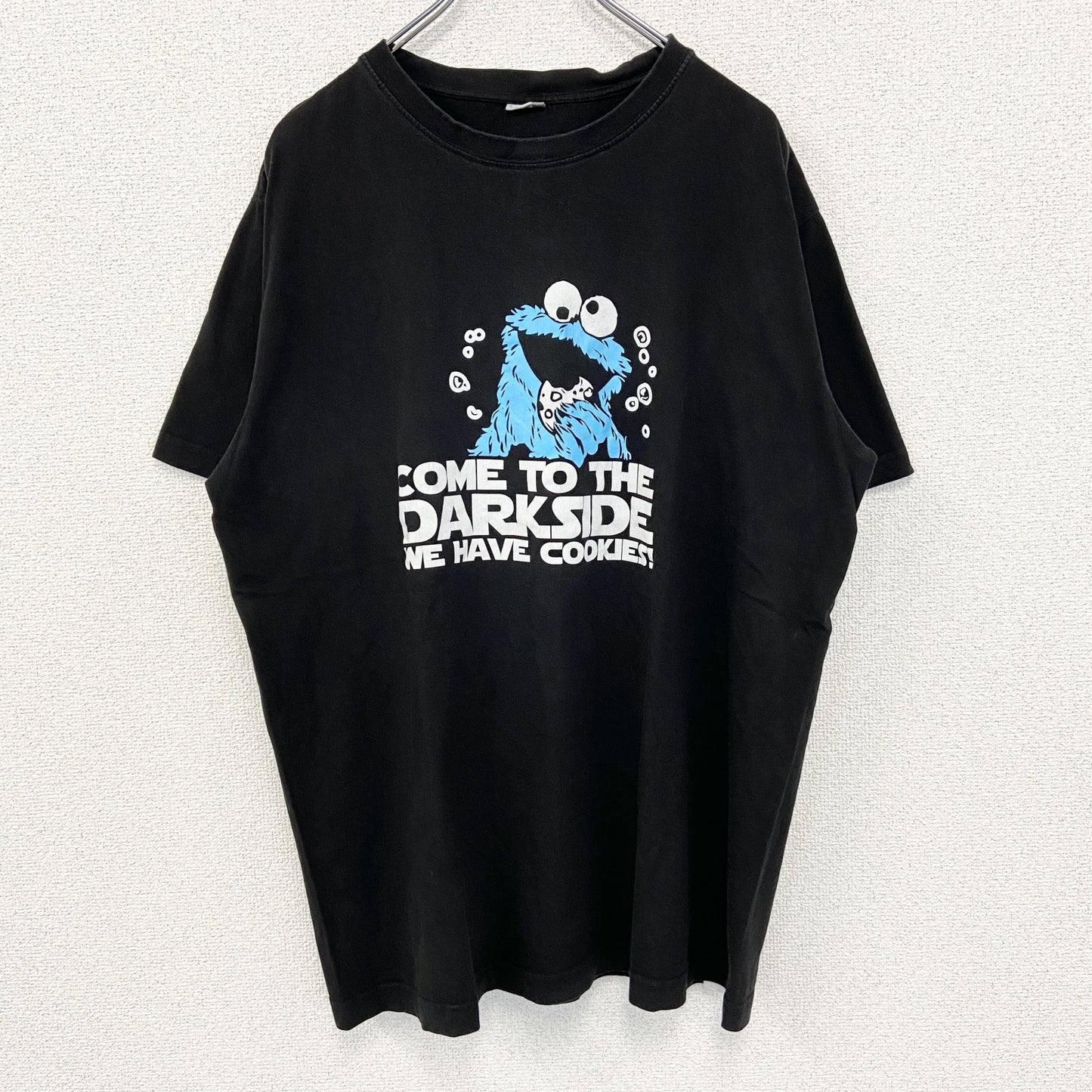 古着 used　SO101　半袖プリントTシャツ　ビッグT　セサミストリート　クッキーモンスター　クルーネック　黒　XLサイズ