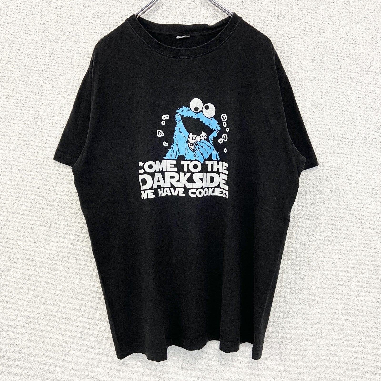 古着 used　SO101　半袖プリントTシャツ　ビッグT　セサミストリート　クッキーモンスター　クルーネック　黒　XLサイズ